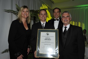 The GreenSACK™ Eco-Advantage award-winning team. Left to right: Amanda Martin (Eco-Express), Convex Technical Manager Andrew Sheerin, Convex Managing Director Owen Embling, and Peter Thorne (Paper Reclaim). 